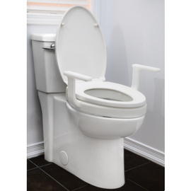 Elongated Raised Toilet Seat with Arms
